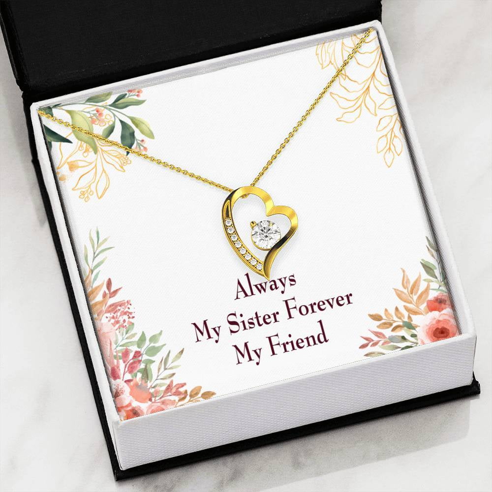 Gift for Wife Wife by My Side Forever Love Necklace-CZ Heart Pendant Stainless Steel or 18k Gold