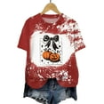 thumbnail image 5 of Women Graphic Tees Cartoon Printed Round Neck Short Sleeve T Shirt Halloween T Shirt Tops, 5 of 6