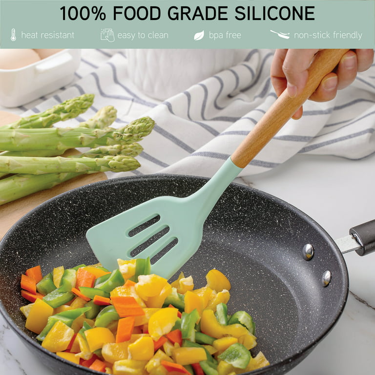 Cook with Color Silicone Kitchen Tools and Gadgets with Wooden