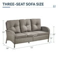 thumbnail image 2 of Gymojoy Outdoor 3 Seats Sofa, Patio Rattan Wicker Seactional Couch with Cushions, Gray, 2 of 9