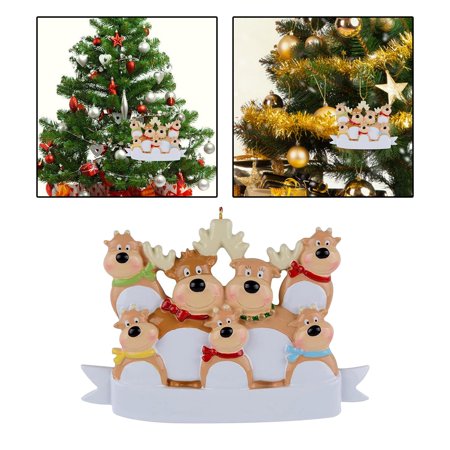 Reindeer Family Pendant Home Ornaments Embellishment Garden Statue Collectible Window Tree Christmas New Year Parties - 7 Head