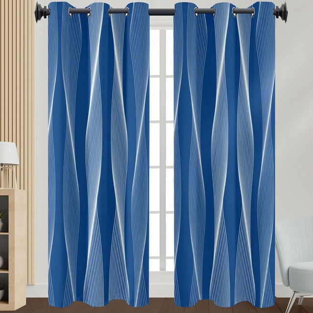 Innerwin Rideaux pour Fenêtres Écoénergétiques Assombrissants, Panneaux à Oeillets, Rideau de Luxe Occultant pour Fenêtre, Isolé Thermiquement, Moderne, Protection UV, Intimité, Bleu Marine 108*215 cm