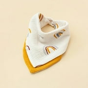 1PC Baby Cotton Soft Soothe Appease Square Towels Infant Color matching Bandana Handkerchief Muslin Burp Cloths Feeding Bibs rainbowyellow