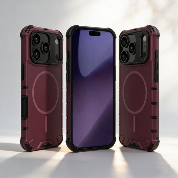 Magnetic Designed for iPhone 17 Pro Case, Drop Protection Heavy Duty Case Compatible with Magnetic Chargers, Raised Camera Corners Protection Cover for iPhone 17 Pro, Plum