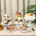 thumbnail image 3 of ZUMELER 5Pcs White Cake Stands Set Metal Cupcake Holder Cookies Dessert Display Plate Serving Tower Tray Platter with Handl for Baby Shower Wedding Birthday Party Celebration, 3 of 6