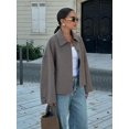 thumbnail image 4 of HH TRAF 2024 Abrigos casuales para mujer, cuello vuelto liso, mangas largas, bolsillos con botones, chaquetas de un solo pecho para otoño, moda para mujer, 4 of 5