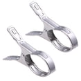 thumbnail image 1 of 2PC Stainless Steel Quilt Drying Clothes Large Clip Thicken Springs High Elastic Smooth Jaws 14.8CM (Silver), 1 of 8