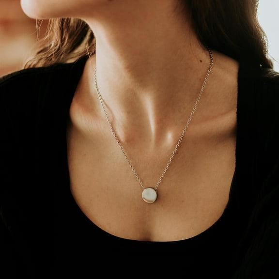 Sterling Silver Circle Cremation Urn Necklace | Modern Memorial Ash Pendant with Custom Engraving | Personalized Keepsake Jewelry