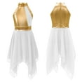 thumbnail image 5 of RUNQHUI Robe de Danse Sans Manches Asymétrique pour Filles, Costume Moderne Contemporain Blanc 16, 5 of 5