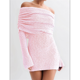 thumbnail image 5 of Vestido Elegante Tipo Suéter de con Hombros Descubiertos para Mujer, Ajustado, de Larga y Crochet Rosa L, 5 of 10