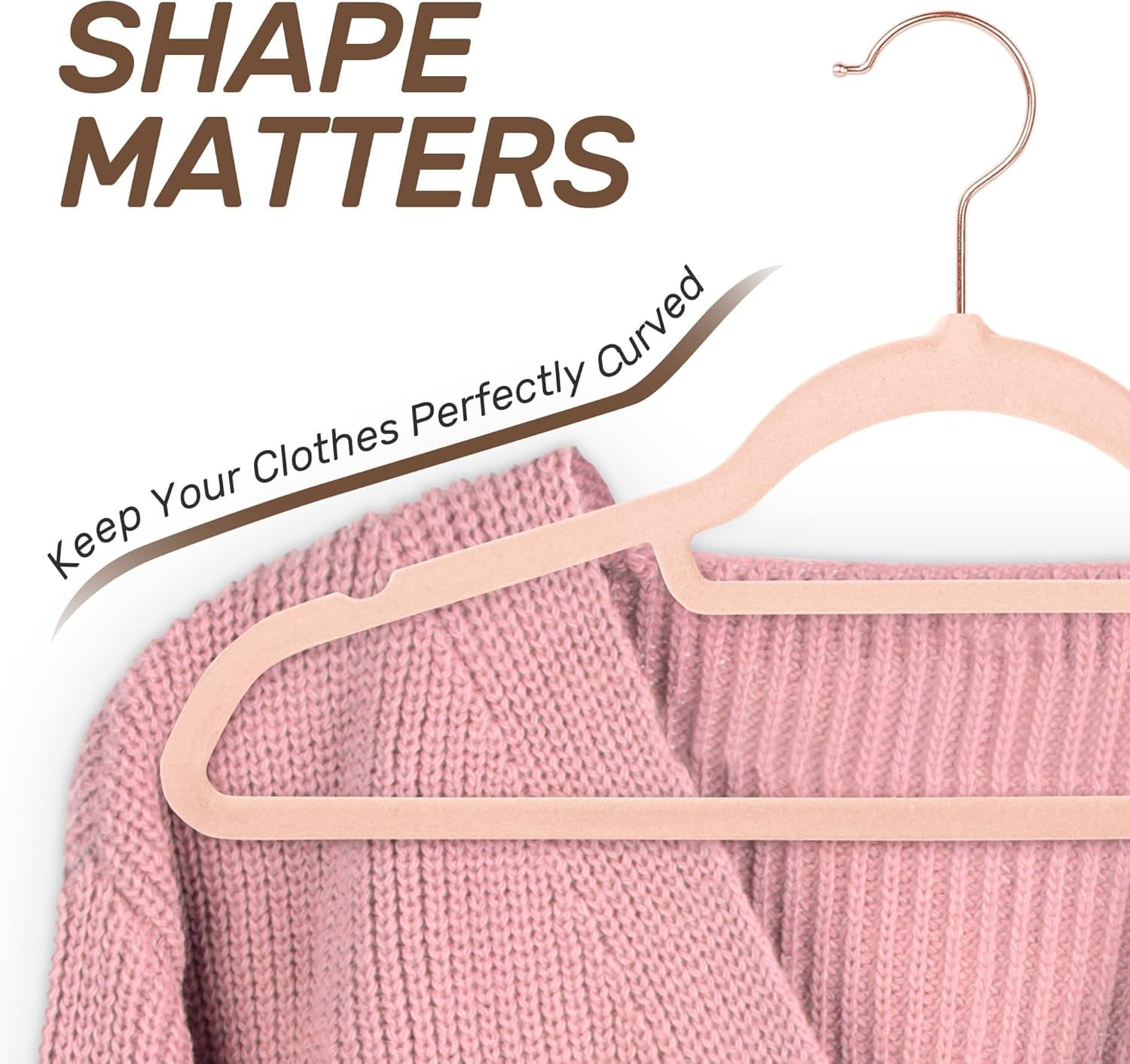 Velvet Hangers 30 Pack with Rose Gold Hooks, Non-Slip, Space Saving & Heavy Duty Slim Flocked Hangers for Clothes, Dresses, Suits, Coats & Pants(Pink)