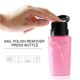 thumbnail image 4 of Botella vacía con dispensador de bomba de presión descendente de 250 ml con tapa abatible para esmalte de uñas y desmaquillador, 4 of 5