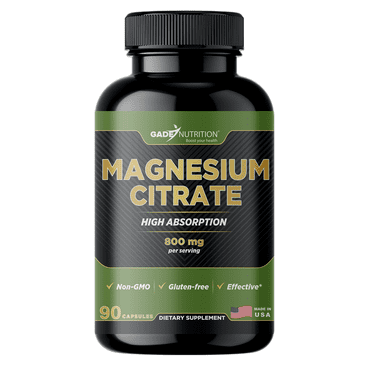 Gade Nutrition Pure Magnesium Citrate Supplement | Nature Made Magnesium in Veggie Capsules | Citrato de Magnesio | Magnesium Supplement Made in USA
