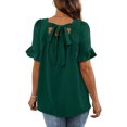 thumbnail image 4 of Blusas y blusas para mujer Elegantes camisas de verano con mangas con volantes y cuello cuadrado Blusas con lazo en la espalda OAVQHLG3B Store lin121212, 4 of 5