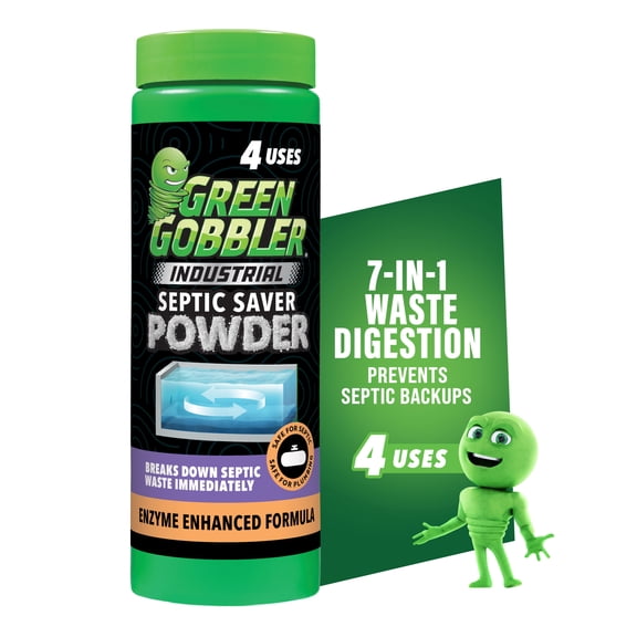 Green Gobbler Industrial Septic Saver Tank Treatment Powder - 4 Monthly Doses, 1.7 lbs