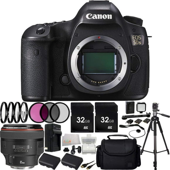 Canon EOS 5DS DSLR Camera with Canon EF 85mm f/1.2L II USM Lens Bundle. Includes 2 32GB Memory Cards + 2 Replacement LP-E6 Batteries + AC/DC Rapid Home & Travel Charger + 3PC Filter Kit (UV-CPL-FLD) +