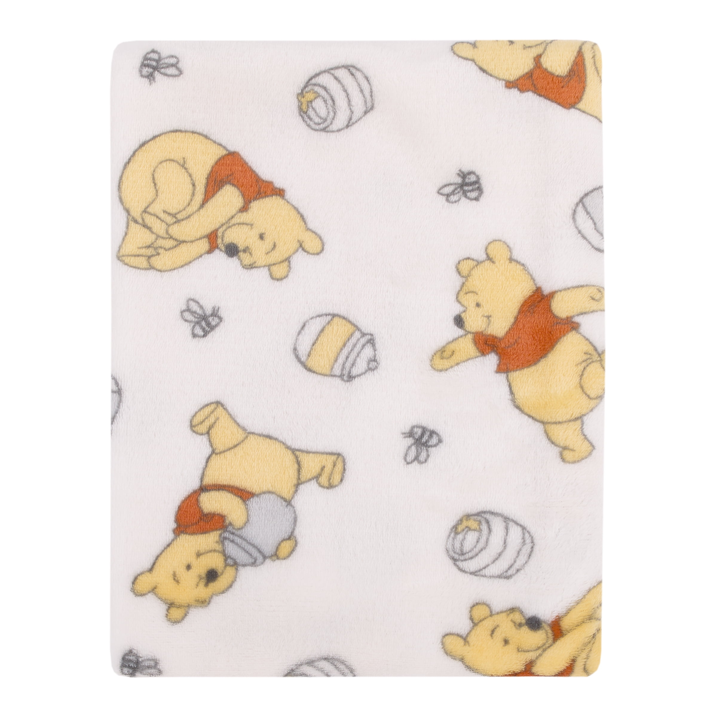 Disney Winnie The Pooh Plush Baby Blanket, Ivory, Infant Girl or Boy, Unisex