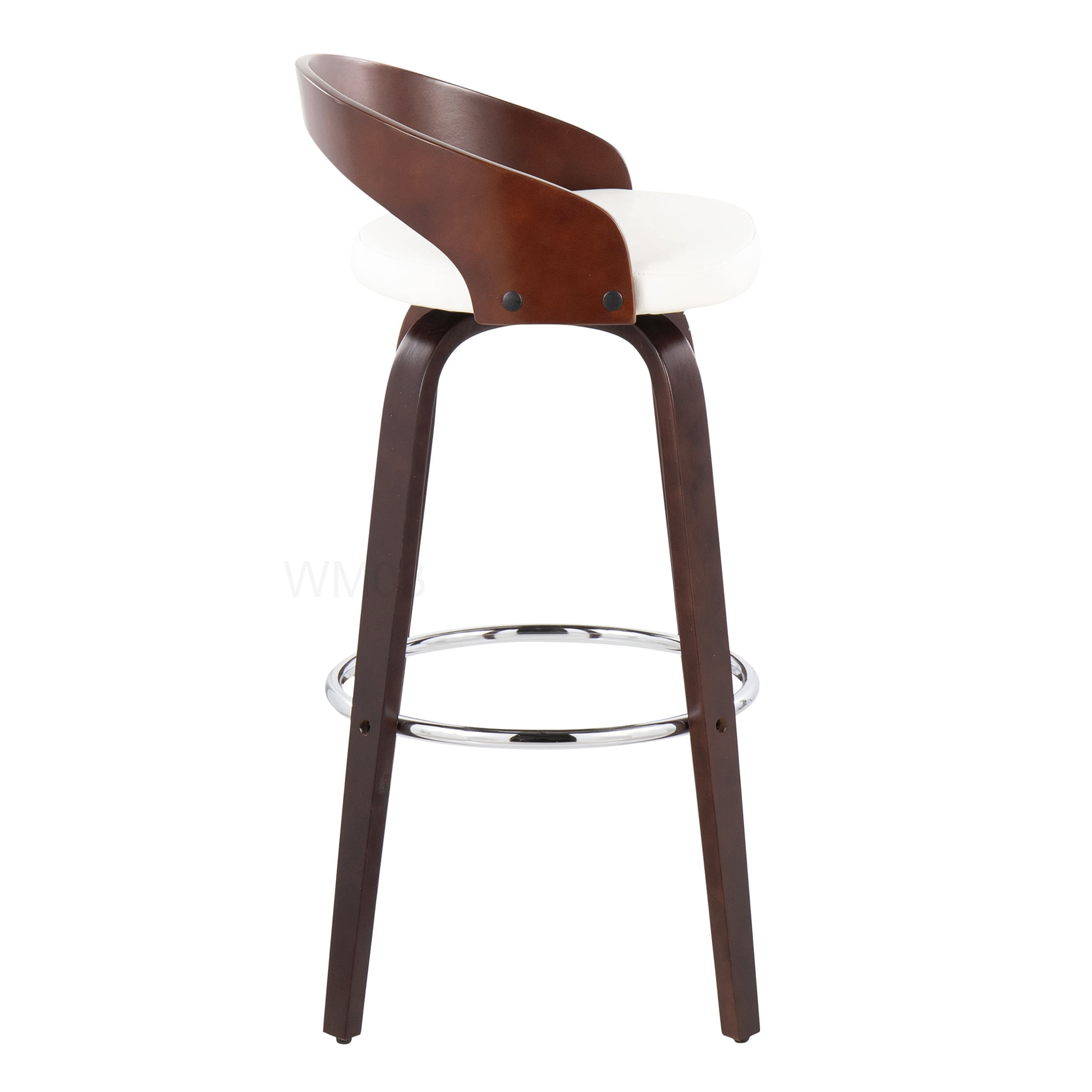 Swivel Bar Stools Set of 2, Modern Counter Stools with Faux Leather Seat and Chrome Footrest