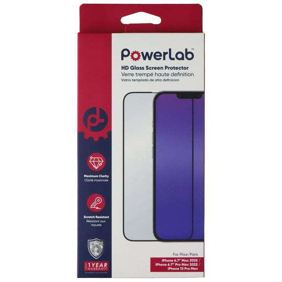 PowerLab HD Glass Screen Protector for iPhone 14 Pro Max & 13 Pro Max