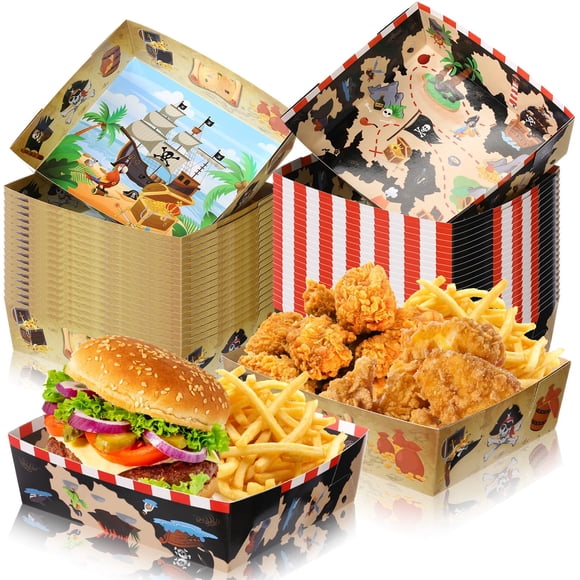 Bandejas de papel para comida Mifoci Pirate Supplies, 2 estilos, 36 unidades