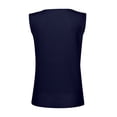thumbnail image 5 of Women's Fashion Solid Color V-Neck Sleeveless Button Front Knitted Tank Top for Casual and Layered Outfits,Navy,S, 5 of 7