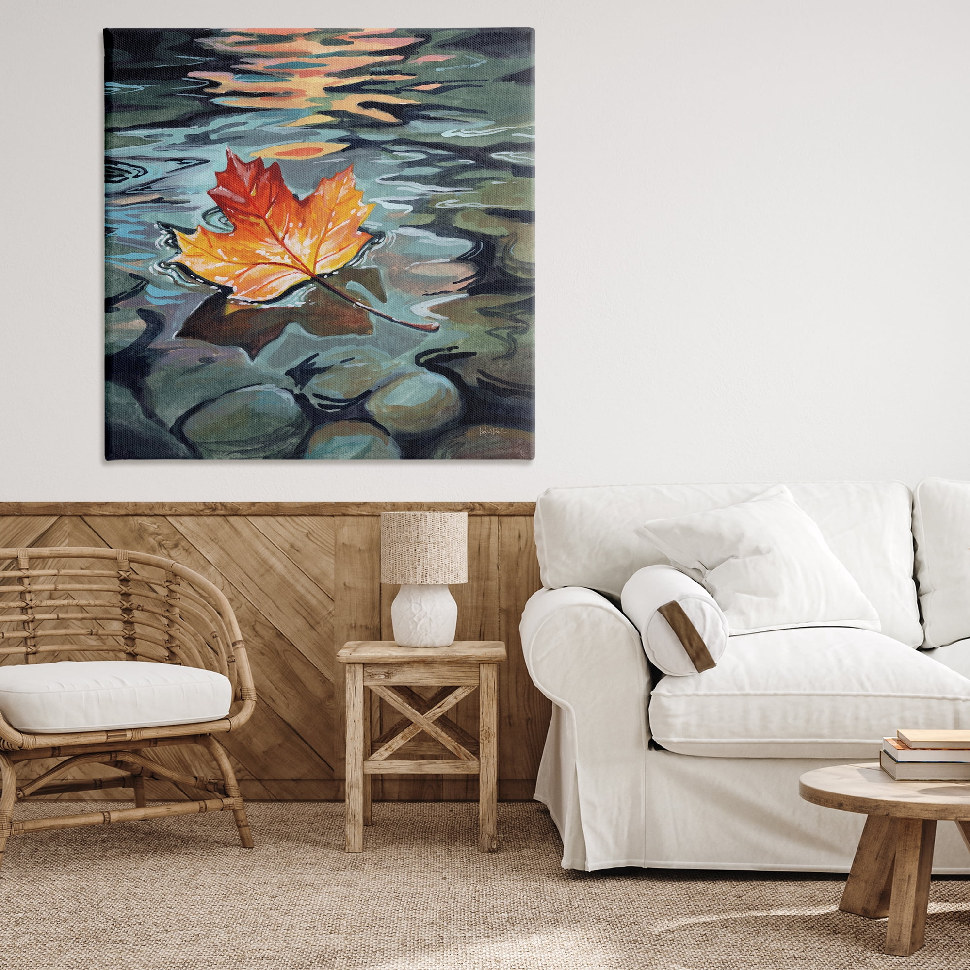 Stupell Industries Maple Leaf Floating in Stream Canvas Wall Art, design by Kate Jarvik Birch