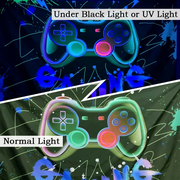 Blacklight Gaming Tapestry for Boys Room Wall Hanging, UV Reactive Video Game Decor, Black light Gamer Decoration Bedroom 60X40inches