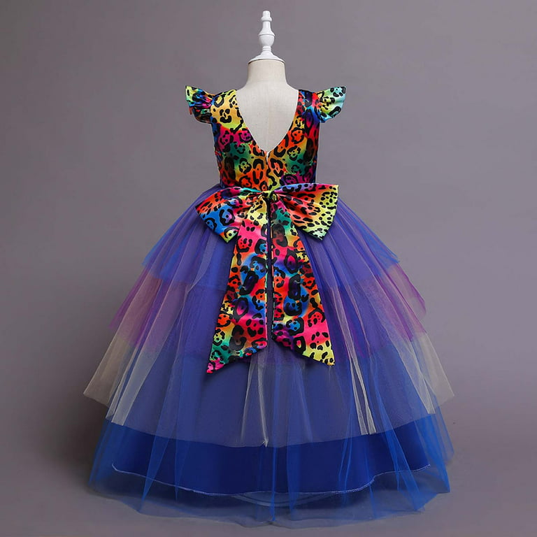 Dadaria Toddler Girl Clothes 4-14 Years Children Baby Girls Middle-aged Children's Long Dress Halloween Cosplay Masquerade Dress Blue 9-10 Years