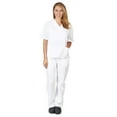 thumbnail image 2 of M&M SCRUBS Women Scrub Set V-Neck Medical Scrub Tops and Drawstring Pants - Pack of 2 Set (White, Large), 2 of 7
