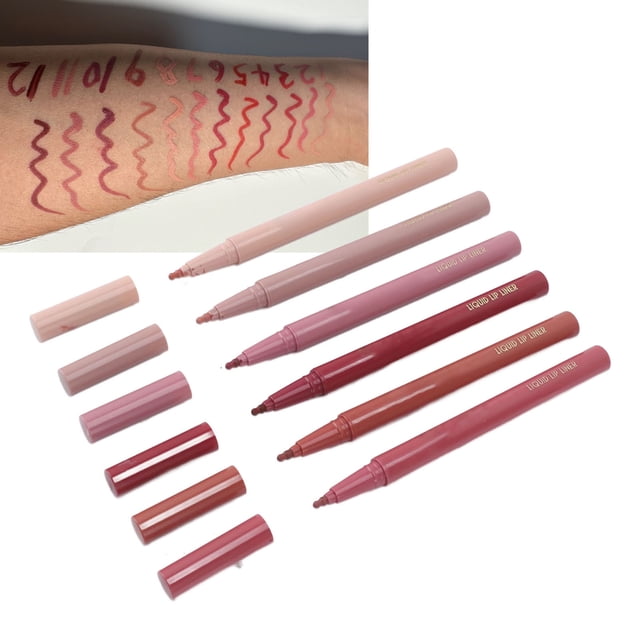 Linter de Labio Líquido, Acabado Mate Marcador de Delineador de Labios Pen 6 Colores Hidratante Para Fiesta para La Fiesta
