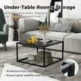 thumbnail image 4 of Resenkos Coffee Table, Modern Sofa Table Tea Table,Modern Glass Square Coffee Table with Metal Frame for Living Room-Black, 4 of 6