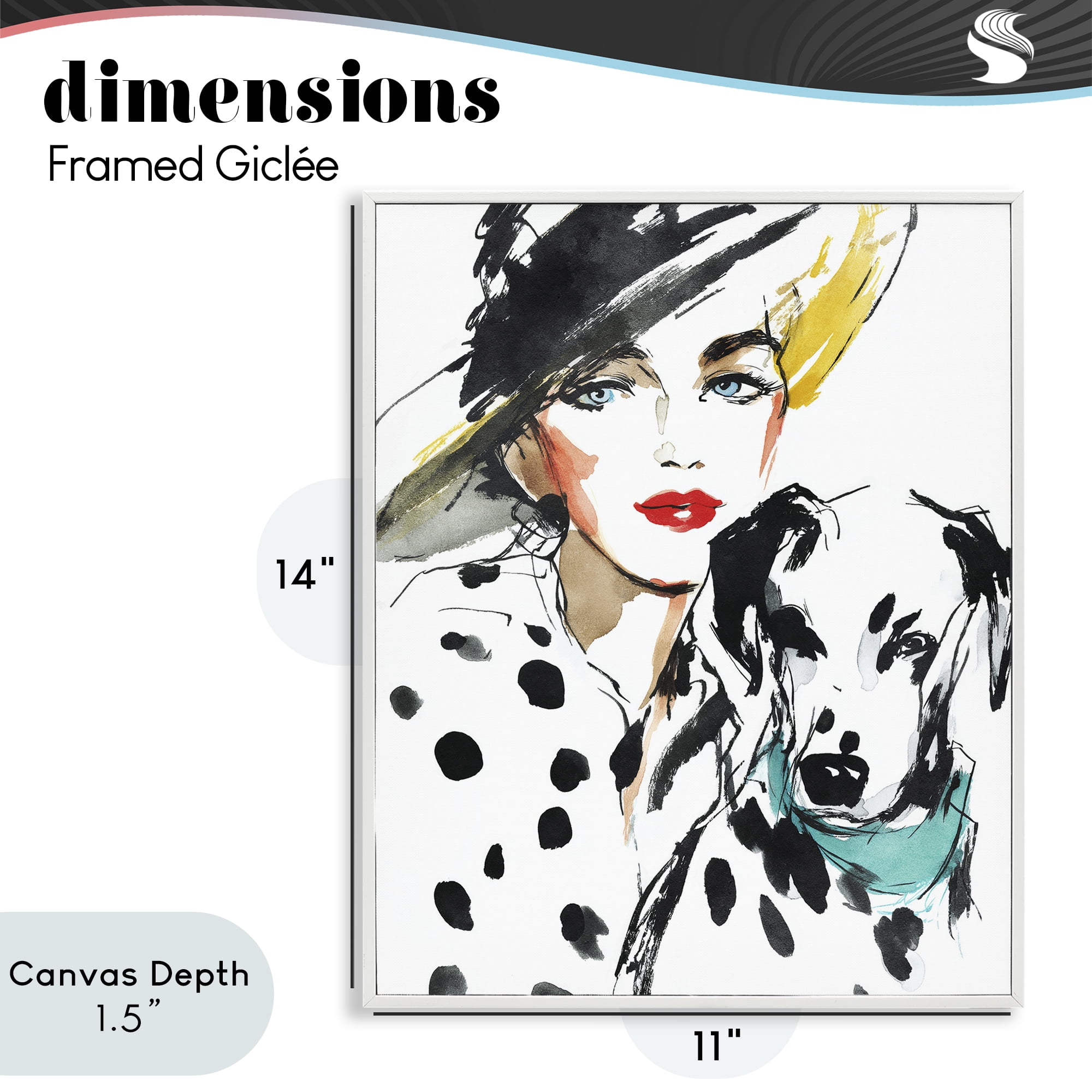 Stupell Industries Trendy Dalmatian Muse White Framed Giclee Art, design by Svetlana Aleynikova