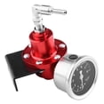 thumbnail image 4 of Regulador de presión de combustible FPR ajustable de aluminio universal con indicador para automóvil rojo, 4 of 15