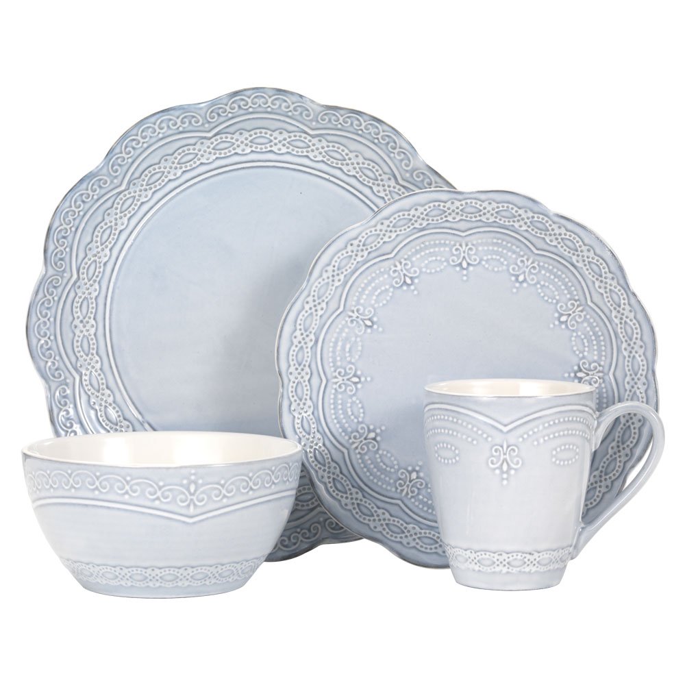 Pfaltzgraff Serephina Blue Stoneware 16 piece Dinnerware Set Walmart