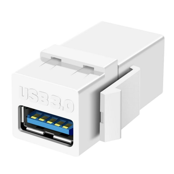 USB 3.0 Keystone Jack Coupler Insert Snap In Female Gold Plated Connector Socket Adapter Port For Wall Plate Outlet Panel - Support USB 3 SuperSpeed & USB 2.0 Compatible (White)