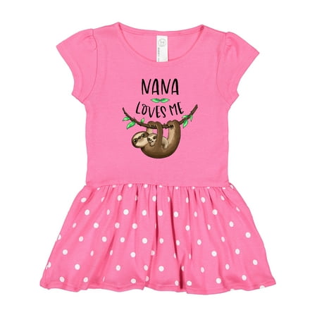 

Inktastic Nana Loves Me Cute Sloth and Baby Gift Toddler Girl Dress