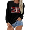 thumbnail image 1 of Chandail en Molleton Col Rond pour Femmes Basique Automne Chandail avec Imprimé Lettre Col Rond Superposition Confort Sport Femme Noir TG, 1 of 7