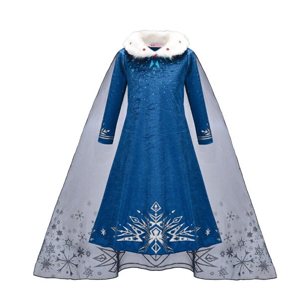 2023 Disney New Girls Clothing Frozen Elsa Anna Princess Dress para niñas Kid Cosplay Halloween Party Dress Snow Queen Fantasia5-6T (tag 130) Gao Jinjia LED