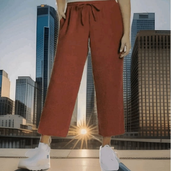 Jessica Simpson Women's Casual Flat Front Wide-Leg Ankle Pant, Red 1-Pack