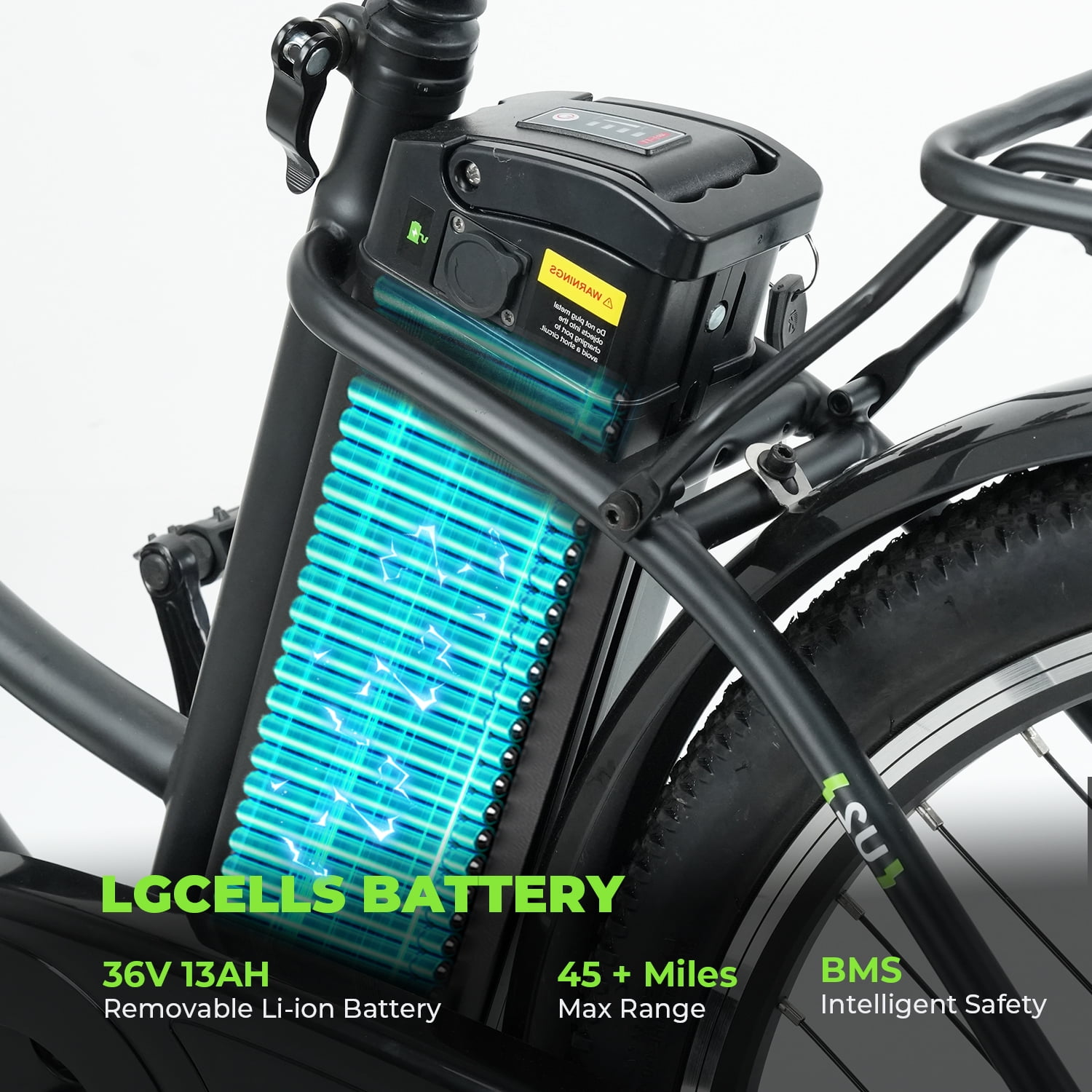 isinwheel 26'' Electric Bike for Adults, 350W Electric Cruiser Bicycle up to 45 Miles, Removeable Battery, 7-Speed and Shock Absorber Commuter E-Bike