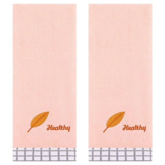 REGALWOVEN Leaves Pattern Hand Towels for Bathroom, 13 x 29 Inch Soft Absorbent Decorative Towel Pink 2-Piece