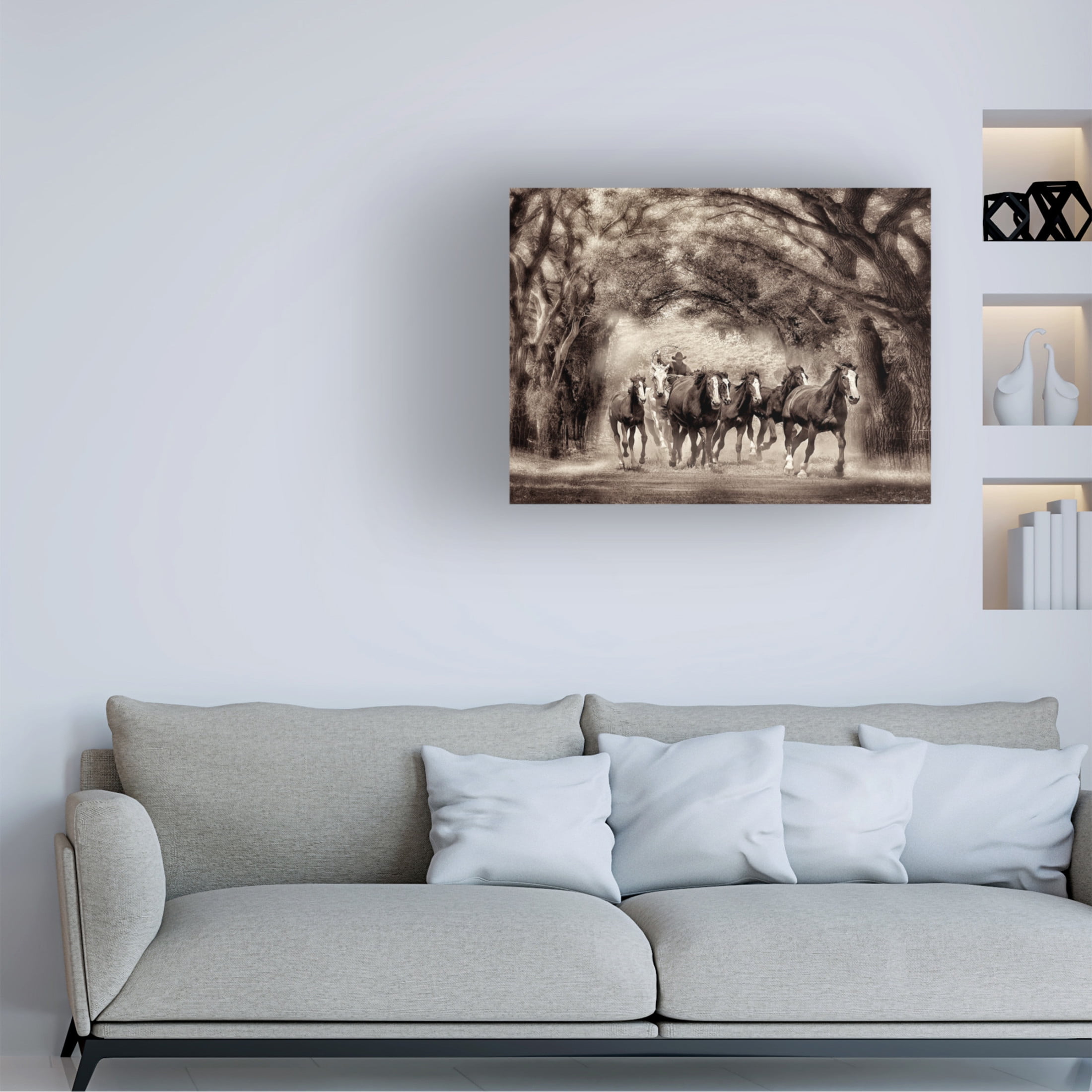 Trademark Fine Art David Drost Running Under the Cottonwoods Canvas Wall Art