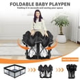 thumbnail image 6 of Foldable Baby Playpen with Mat, Collapsible Play Pen for Babies and Toddlers, Indoor & Outdoor Kids Safety Play Pen, Portable Play Yard with 50 Ocean Balls, 50"×50", Black, 6 of 9
