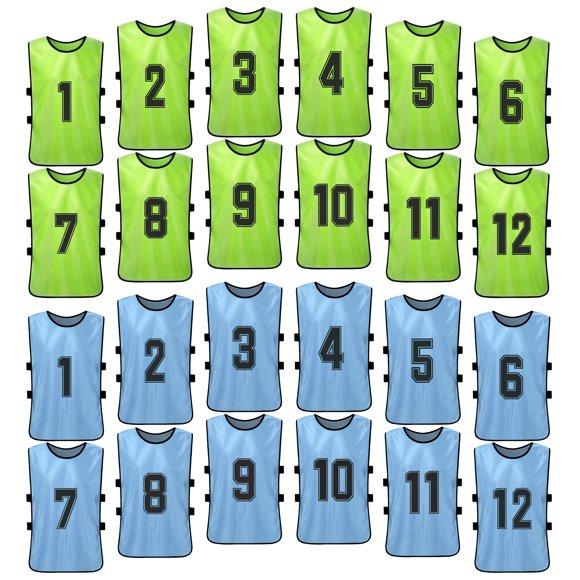 Numbered 24PCS Football Pinnies Quick Drying Soccer Jerseys Youth Sports Scrimmage Basketball Team Training Numbered Bibs Practice Sports Vest