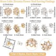 thumbnail image 2 of DIY 1 Box 4 Pairs Earring Post Brass Cubic Zirconia and Platinum Plated 2 Style Post Stud Flower Earring Findings with 0.7mm Loop for Women Jewelry Making DIY Crafts Mixed Color DIY, 2 of 5