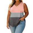 thumbnail image 5 of cocolona Womens Plus Size Tank Tops Striped Printed V Neck Oversized Sleeveless Shirts Trendy Casual Loose Tees, 5 of 7