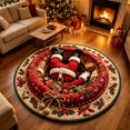 thumbnail image 5 of 3D Optical Illusion Christmas Round Rug, Non-Slip Washable Carpet with Santa Boots Illusion Print for Living Room, Bedroom and Entryway Holiday Decor, 19.69 Inch, 5 of 8