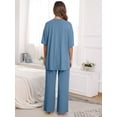 thumbnail image 4 of MINTREUS Lounge Sets for Women Knit Short Sleeve Tops and Long Pants Soft Comfy Pajamas Set Oversized 2 Piece Outfits S-4X, 4 of 8
