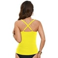 thumbnail image 6 of GEWSEY Summer Vacation Swim Suit for Women Underwire Tankini Top Only V Neck Swimsuits for Big Busted Ruched Tummy Control Bathing Suits Top (Yellow, S), 6 of 9