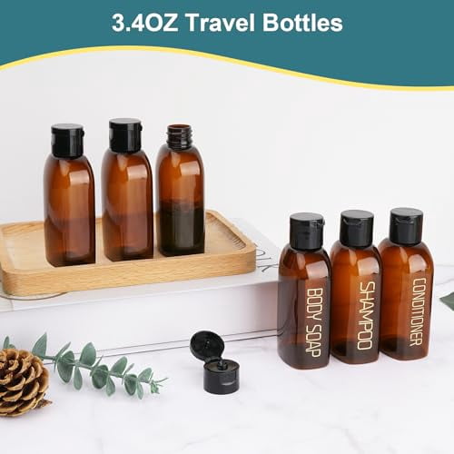 Travel Bottles for Toiletries - 6 PCS Shampoo Bottles, TSA Approved Travel Size, Leak Proof Containers with Flip Cap